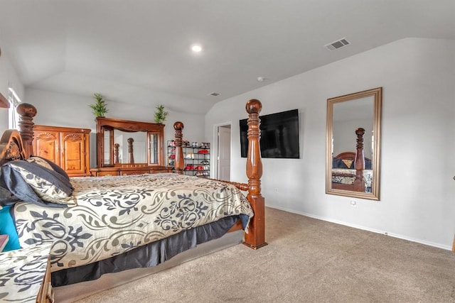 2961 Brogan Crk, New Braunfels, TX 78130 - carpeted bedroom featuring vaulted ceiling and baseboards