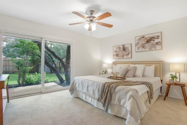 4504 Bilboa Dr, Austin, TX 78759 - bedroom featuring access to exterior, light carpet, and ceiling fan