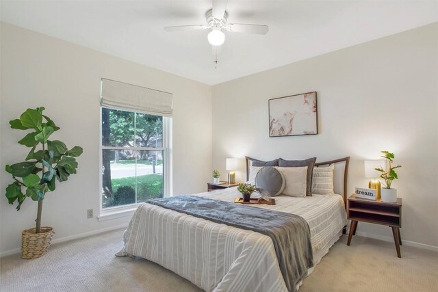 4504 Bilboa Dr, Austin, TX 78759 - bedroom with light carpet and a ceiling fan
