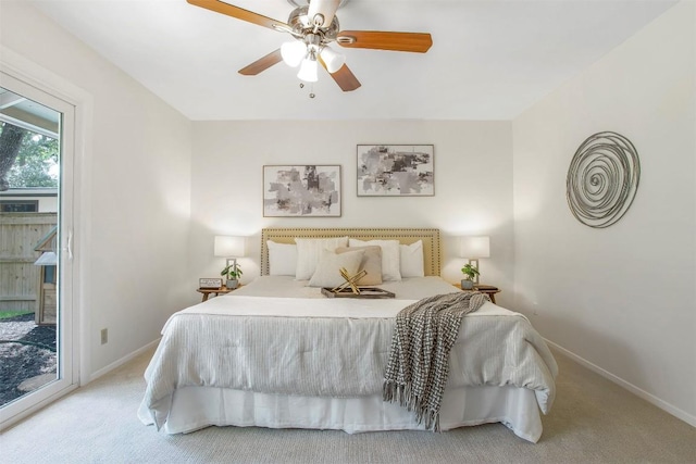4504 Bilboa Dr, Austin, TX 78759 - bedroom featuring access to exterior, light carpet, and ceiling fan