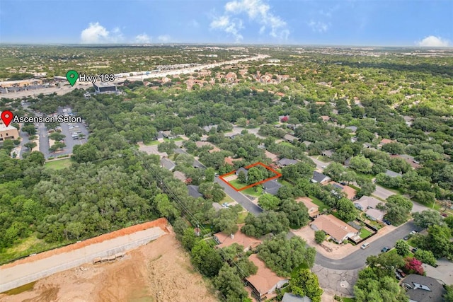 4504 Bilboa Dr, Austin, TX 78759 - aerial view of property and surrounding area with property boundaries highlighted
