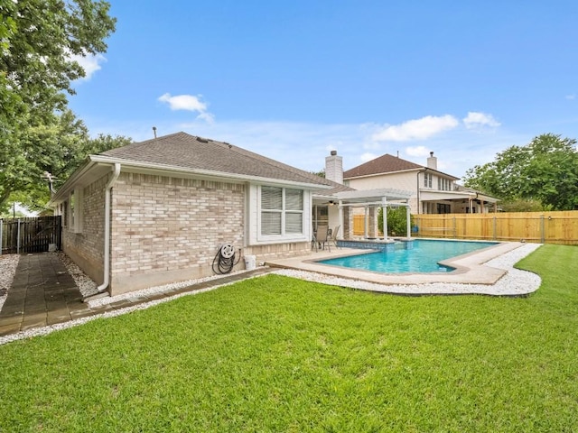 2520 Butler National Dr, Pflugerville, TX 78660 - rear view of house featuring a pergola, a fenced backyard, brick siding, and a patio