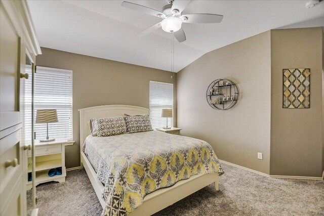 1141 Stone Forest Trl, Round Rock, TX 78681 - bedroom with carpet flooring, vaulted ceiling, and ceiling fan