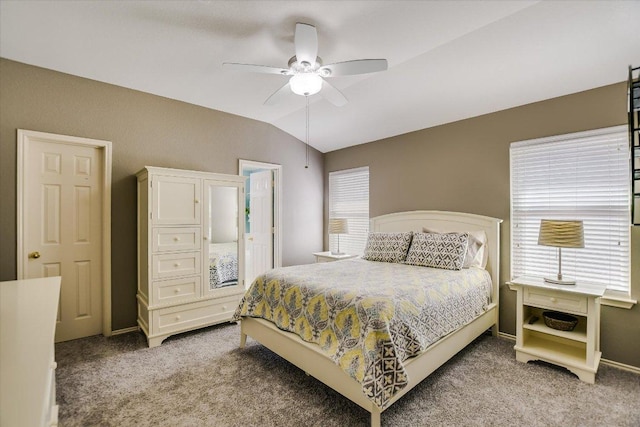 1141 Stone Forest Trl, Round Rock, TX 78681 - carpeted bedroom featuring lofted ceiling and a ceiling fan