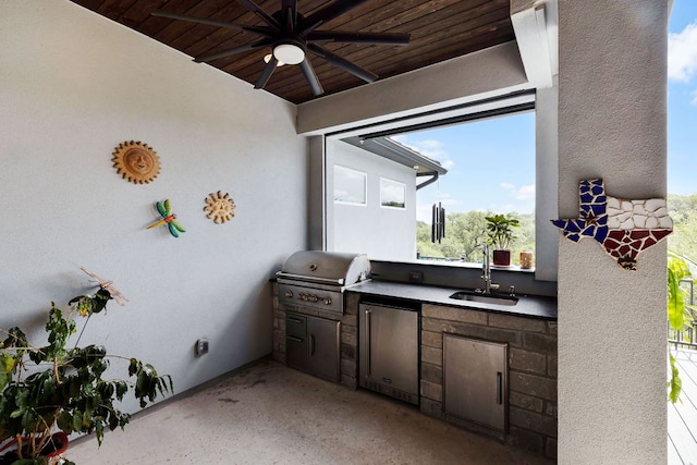 2250 Meritage, New Braunfels, TX 78132 - view of patio featuring ceiling fan and exterior kitchen