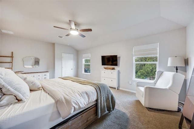 605 Liard River Rd, Hutto, TX 78634 - bedroom featuring vaulted ceiling, carpet, and ceiling fan
