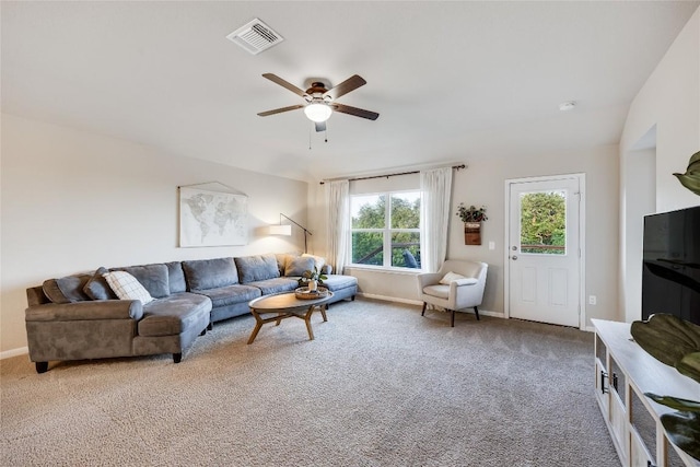 605 Liard River Rd, Hutto, TX 78634 - living area with carpet and ceiling fan