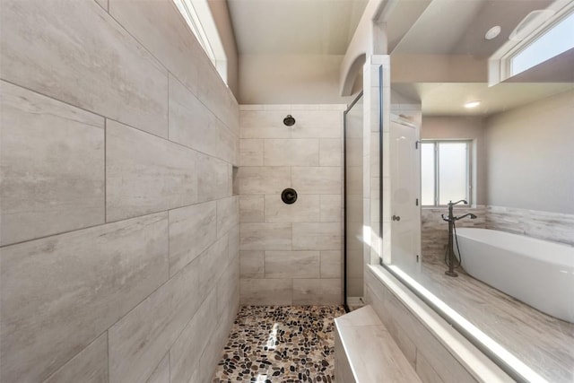 8305 Split Trail Cv, Temple, TX 76502 - full bath with a soaking tub and a tile shower