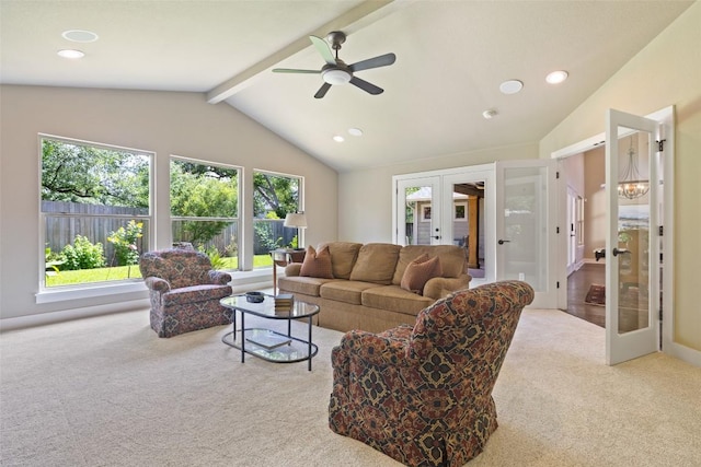 4104 Honeycomb Rock Cir, Austin, TX 78731 - living room featuring french doors, carpet, plenty of natural light, and recessed lighting