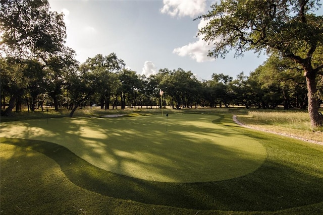 790 Enchanted Oaks Dr, Driftwood, TX 78619 - view of property's community with a putting green, view of wooded area, and golf course view