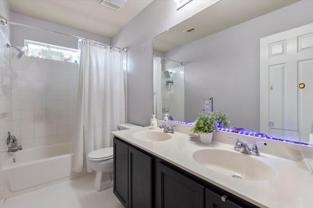 2818 Shadowpoint Cv, Round Rock, TX 78665 - full bathroom featuring shower / tub combo, double vanity, and tile patterned flooring