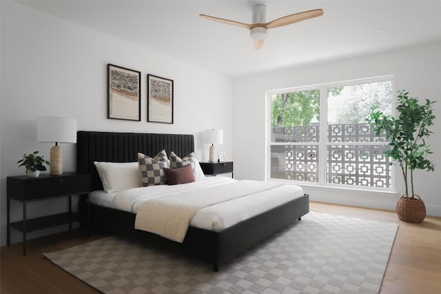 11707 Barrington Way, Austin, TX 78759 - bedroom featuring wood finished floors and ceiling fan