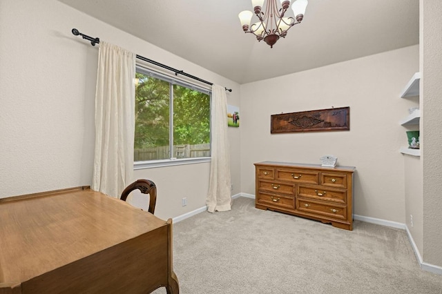 1831 Greening Way, Leander, TX 78641 - carpeted home office with a chandelier and baseboards