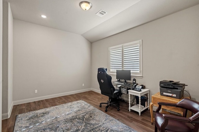 413 Fair Oaks Dr, Georgetown, TX 78628 - office space with wood finished floors and vaulted ceiling