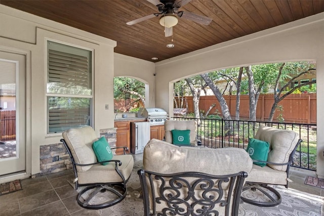 413 Fair Oaks Dr, Georgetown, TX 78628 - view of patio with area for grilling and a ceiling fan