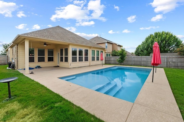 6042 Roma St, Round Rock, TX 78665 - view of swimming pool featuring ceiling fan, a fenced backyard, and a patio area