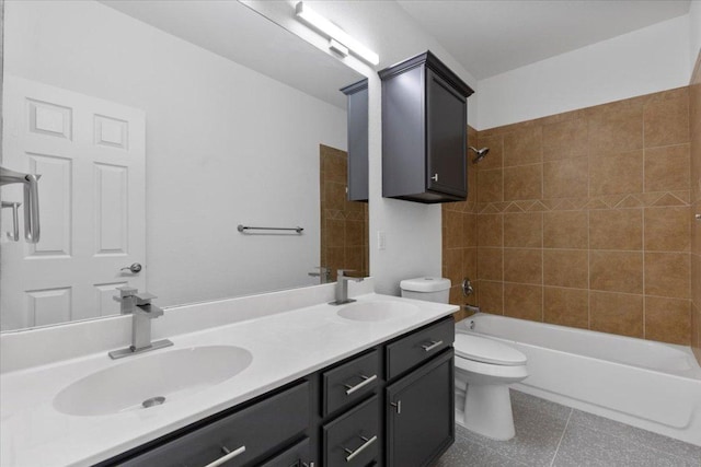204 S Meadowlark St, Lakeway, TX 78734 - bathroom with double vanity, washtub / shower combination, and tile patterned flooring