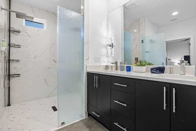 1305 Laurel Cv, Marble Falls, TX 78654 - full bath with a marble finish shower and double vanity