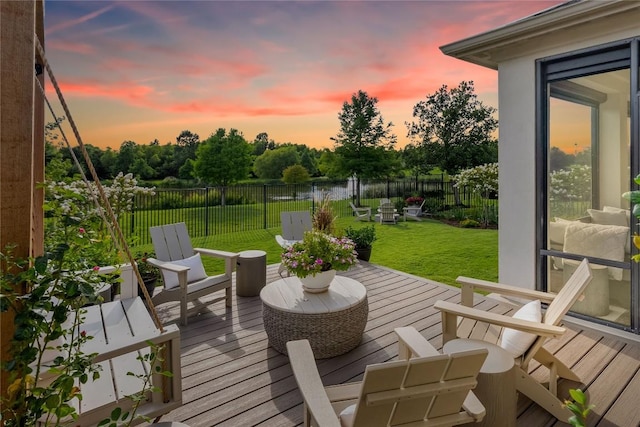 4924 Fiore Trl, Round Rock, TX 78665 - deck at dusk featuring a fenced backyard