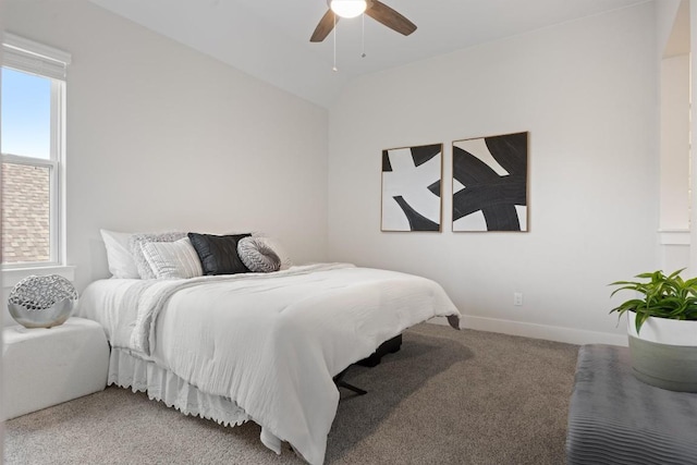 2233 Bellisa Vista Dr, Leander, TX 78641 - bedroom featuring carpet flooring, vaulted ceiling, and ceiling fan