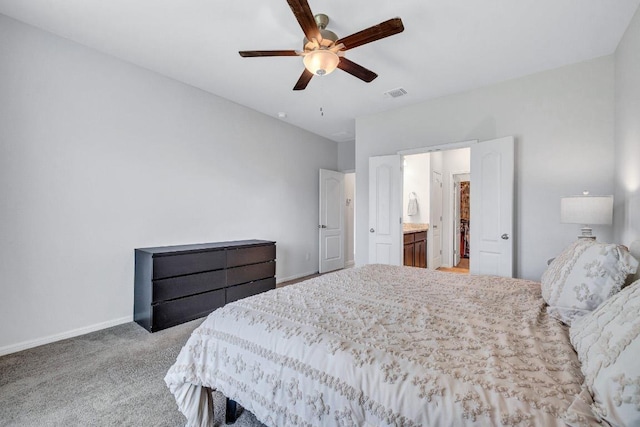 717 Friars Tuck Dr, Temple, TX 76502 - bedroom featuring light carpet, ceiling fan, and ensuite bathroom