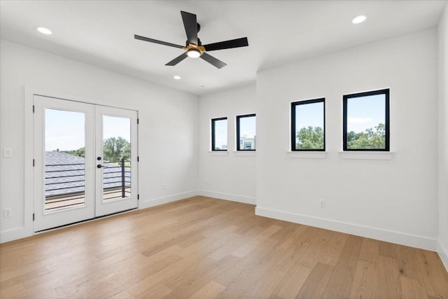 1000 Southlake Ranch Rd, Georgetown, TX 78628 - unfurnished room featuring french doors, light wood-style floors, recessed lighting, and ceiling fan