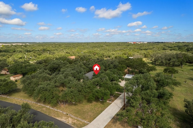 216 Country Rd, Georgetown, TX 78628 - aerial overview of property's location with a heavily wooded area