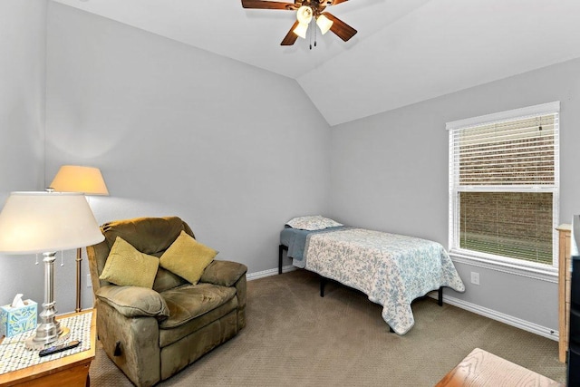 1008 Tabernash Dr, Leander, TX 78641 - carpeted bedroom featuring lofted ceiling and a ceiling fan
