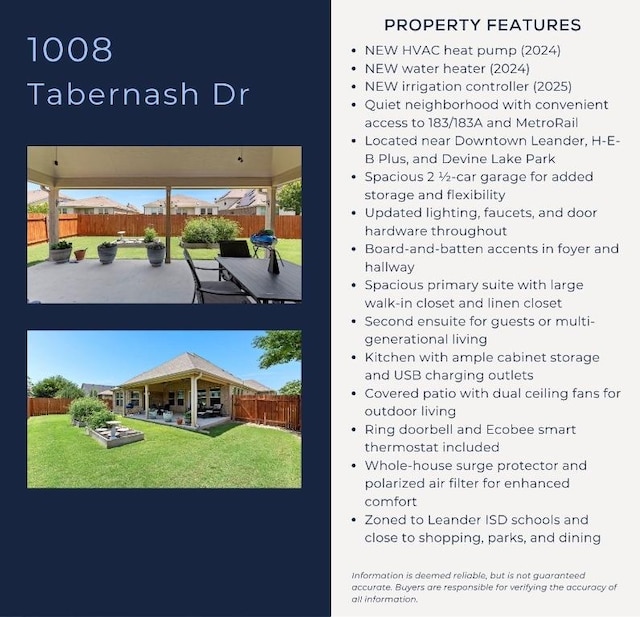1008 Tabernash Dr, Leander, TX 78641 - view of a document with a collage of images
