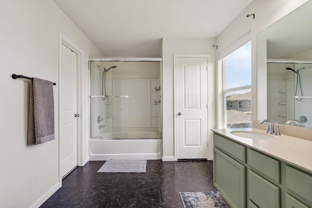 13821 Benjamin Harrison St, Manor, TX 78653 - bathroom with vanity and bath / shower combo with glass door