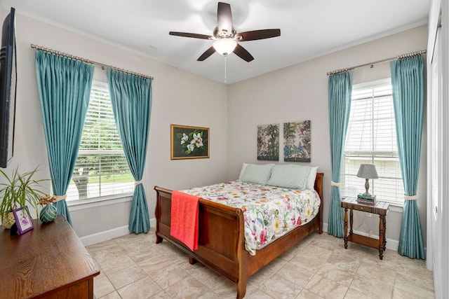 249 Hopping Peach St, San Marcos, TX 78666 - bedroom featuring baseboards and ceiling fan