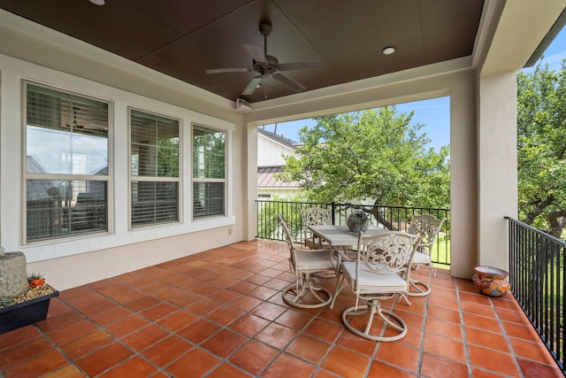 249 Hopping Peach St, San Marcos, TX 78666 - balcony with a ceiling fan and outdoor dining area