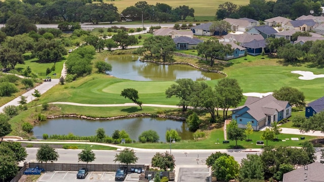 249 Hopping Peach St, San Marcos, TX 78666 - aerial perspective of suburban area featuring a local golf course and a large body of water