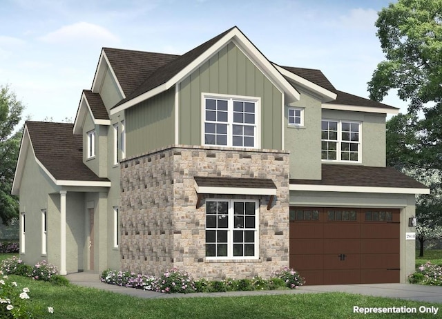 600 C-Bar Ranch Trl Unit 21, Cedar Park, TX 78613 - craftsman-style house with stone siding, a garage, board and batten siding, and a shingled roof