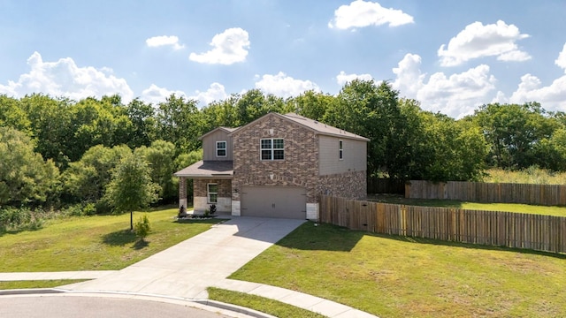 1698 Violet Ln, Kyle, TX 78640 - view of front of house featuring driveway, stone siding, and an attached garage