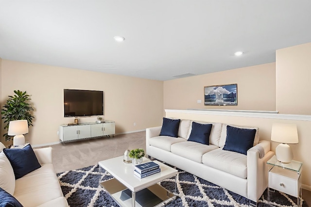 1698 Violet Ln, Kyle, TX 78640 - living room featuring carpet floors and recessed lighting