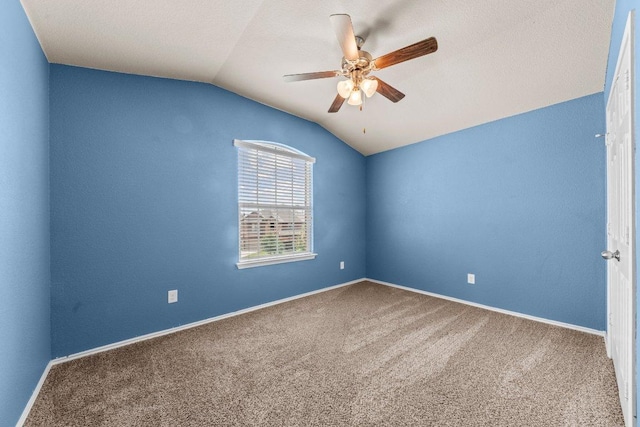 3303 Lorne Dr, Killeen, TX 76542 - empty room with lofted ceiling, a ceiling fan, and carpet
