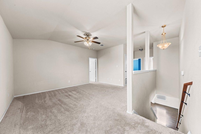 3303 Lorne Dr, Killeen, TX 76542 - carpeted spare room featuring a ceiling fan and lofted ceiling