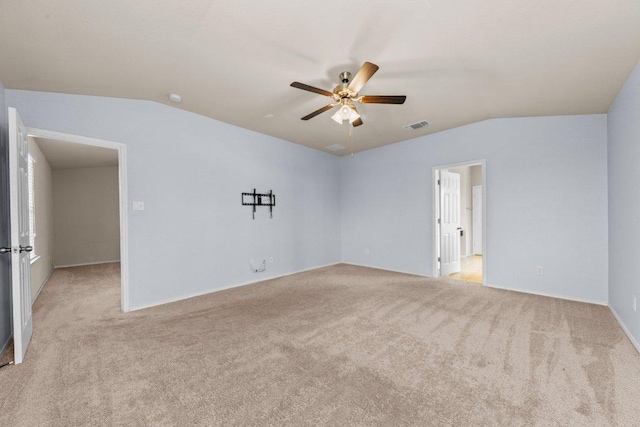 3303 Lorne Dr, Killeen, TX 76542 - empty room with lofted ceiling, ceiling fan, light colored carpet, and a smoke detector