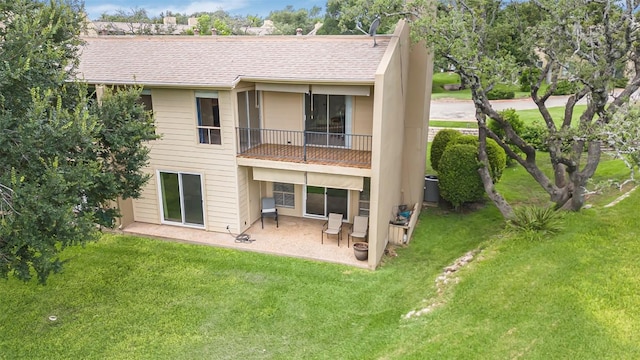 230 Lido St Unit I-2, Lakeway, TX 78734 - back of house featuring a balcony, a yard, a patio, and a shingled roof