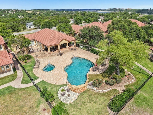 2010 American Dr Unit 2, Lago Vista, TX 78645 - community pool with a fenced backyard, a gazebo, and a patio area
