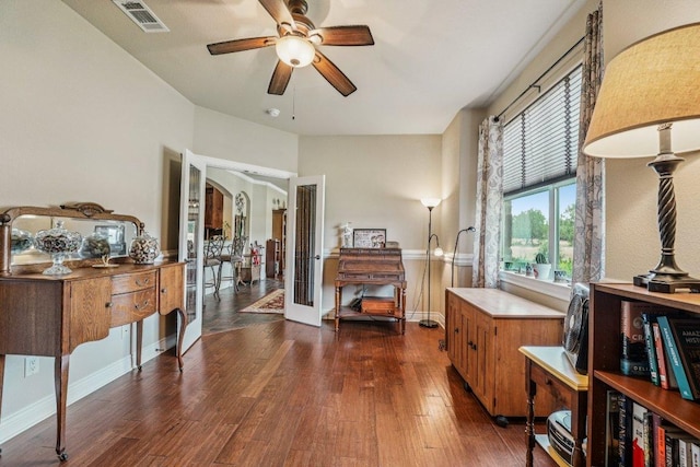 2010 American Dr Unit 2, Lago Vista, TX 78645 - sitting room with a ceiling fan, wood finished floors, and french doors