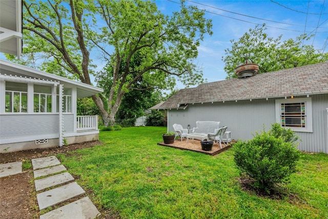 1502 Olive St, Georgetown, TX 78626 - view of green lawn with a sunroom