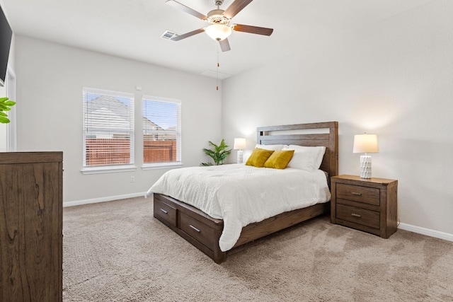 19021 Quebrada Dr, Pflugerville, TX 78660 - bedroom featuring light colored carpet and ceiling fan
