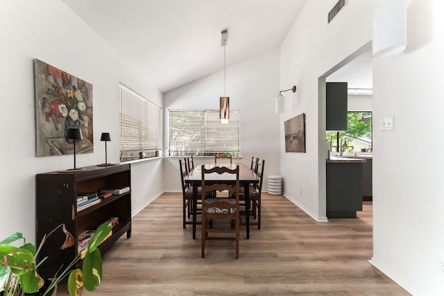4903 Big Trail Cir, Austin, TX 78759 - dining space with lofted ceiling and wood finished floors