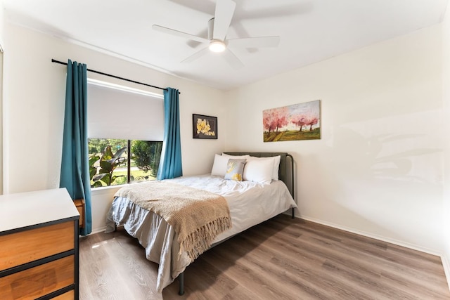 4903 Big Trail Cir, Austin, TX 78759 - bedroom with wood finished floors and ceiling fan