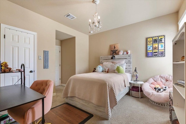 2308 First Vw, Leander, TX 78641 - carpeted bedroom featuring a chandelier
