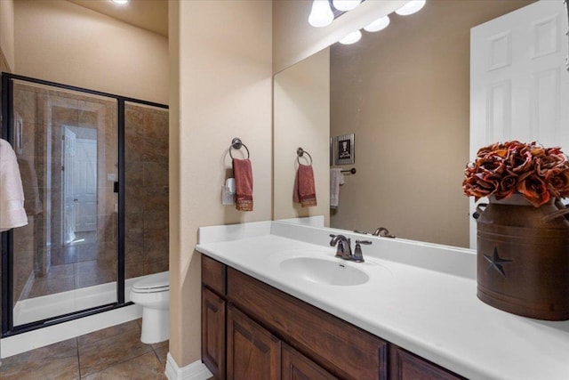 2308 First Vw, Leander, TX 78641 - bathroom with vanity, a stall shower, and tile patterned floors