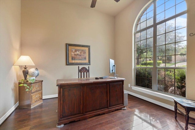 2308 First Vw, Leander, TX 78641 - office space featuring dark wood finished floors and a ceiling fan