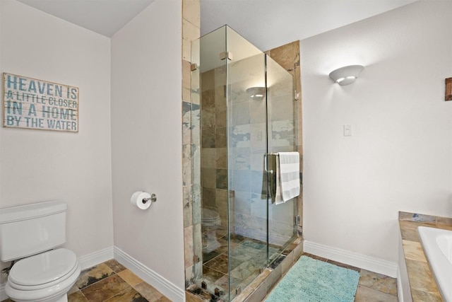 18917 Peckham Dr, Point Venture, TX 78645 - full bath featuring a stall shower, a bath, and stone finish floors